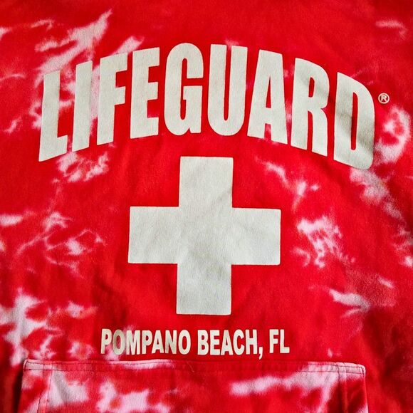 Lifeguard Hoodie Women’s XL Red Tie-Dye Pompano Beach Florida - Picture 4 of 6